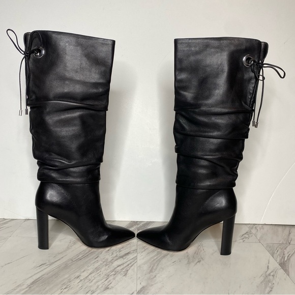 Paige Black Leather Slouchy Pointy Toe Tall Boot 6 1/2 - Picture 6 of 16